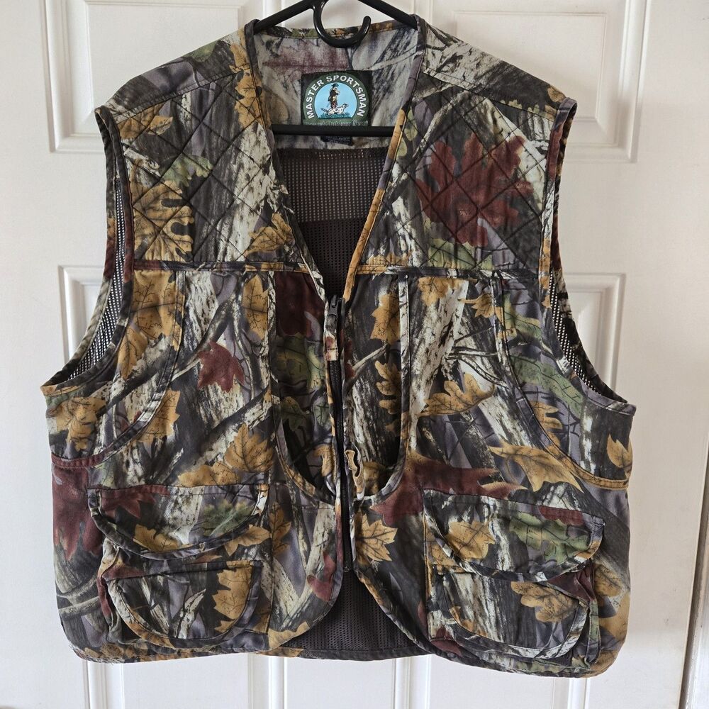 Master Sportsman Vest Mens XL Camo Sherbrooke Plus Hunting Outdoor Multi Pockets